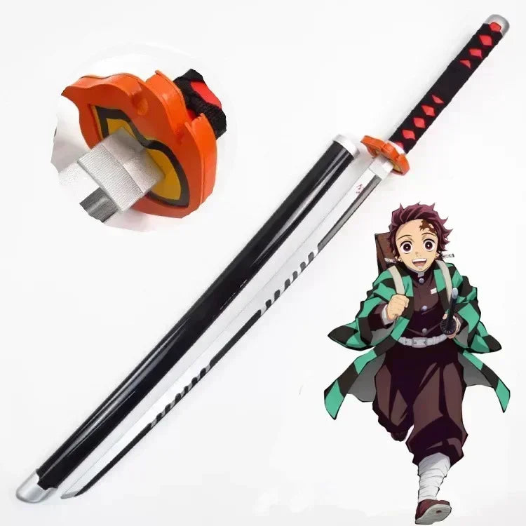 104cm Japanese Katana Samurai Sword Accessory Demon Slayer Katana Tanjirou Sword Kimetsu No Yaiba Iron Ninja Knife Cosplay Toy