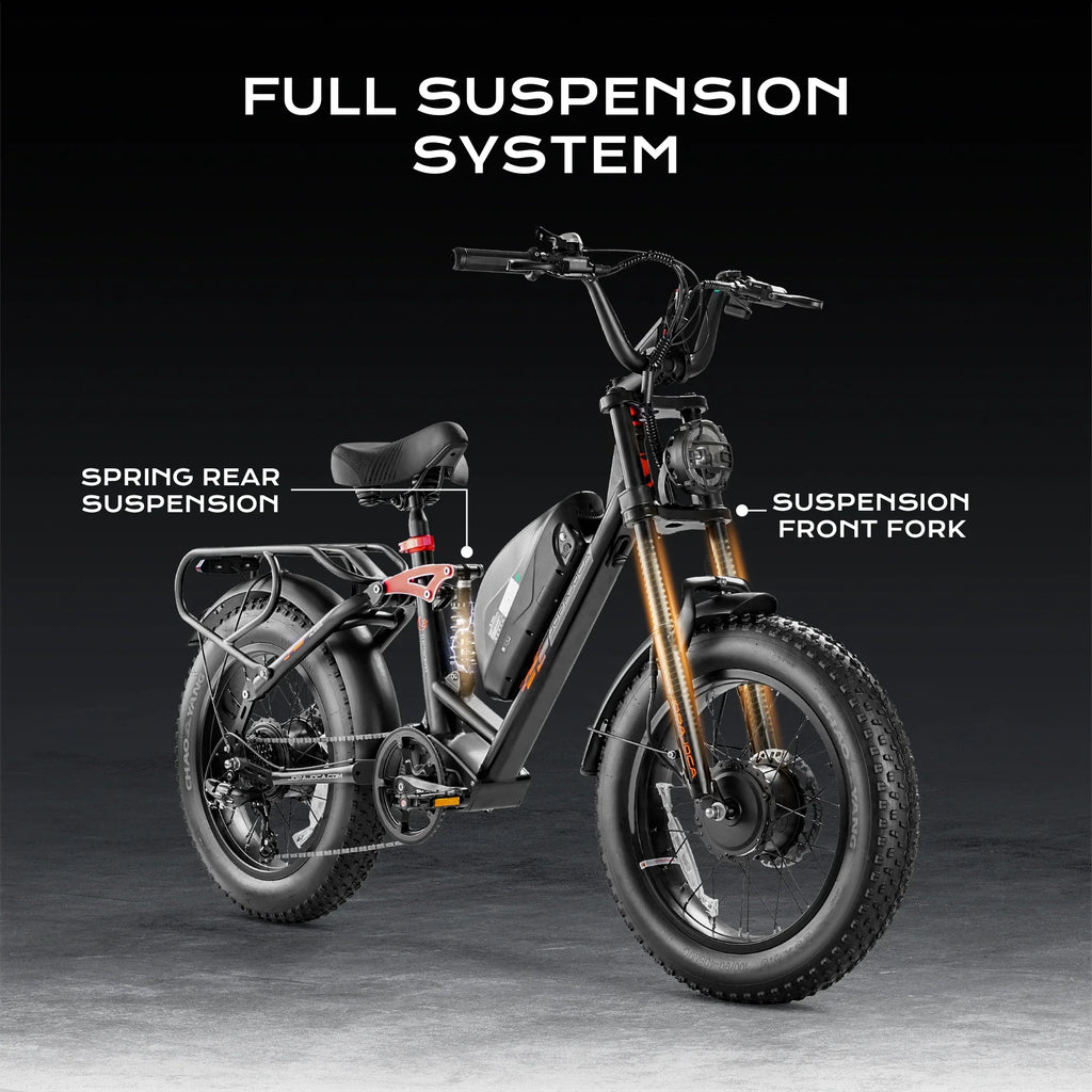 Electric bicycle 1000W motor 48V 20AH lithium battery Electric bike 20 inch tire full suspension system Urban commuting e-bike