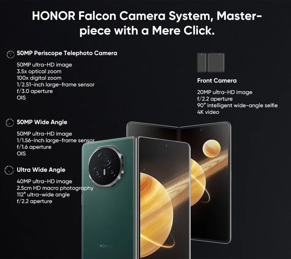 HONOR Magic V3 Global Version 5G Foldable Smartphone Snapdragon 8 Gen 3 7.92" LTPO OLED Display 5150mAh Battery 66W SuperCharge