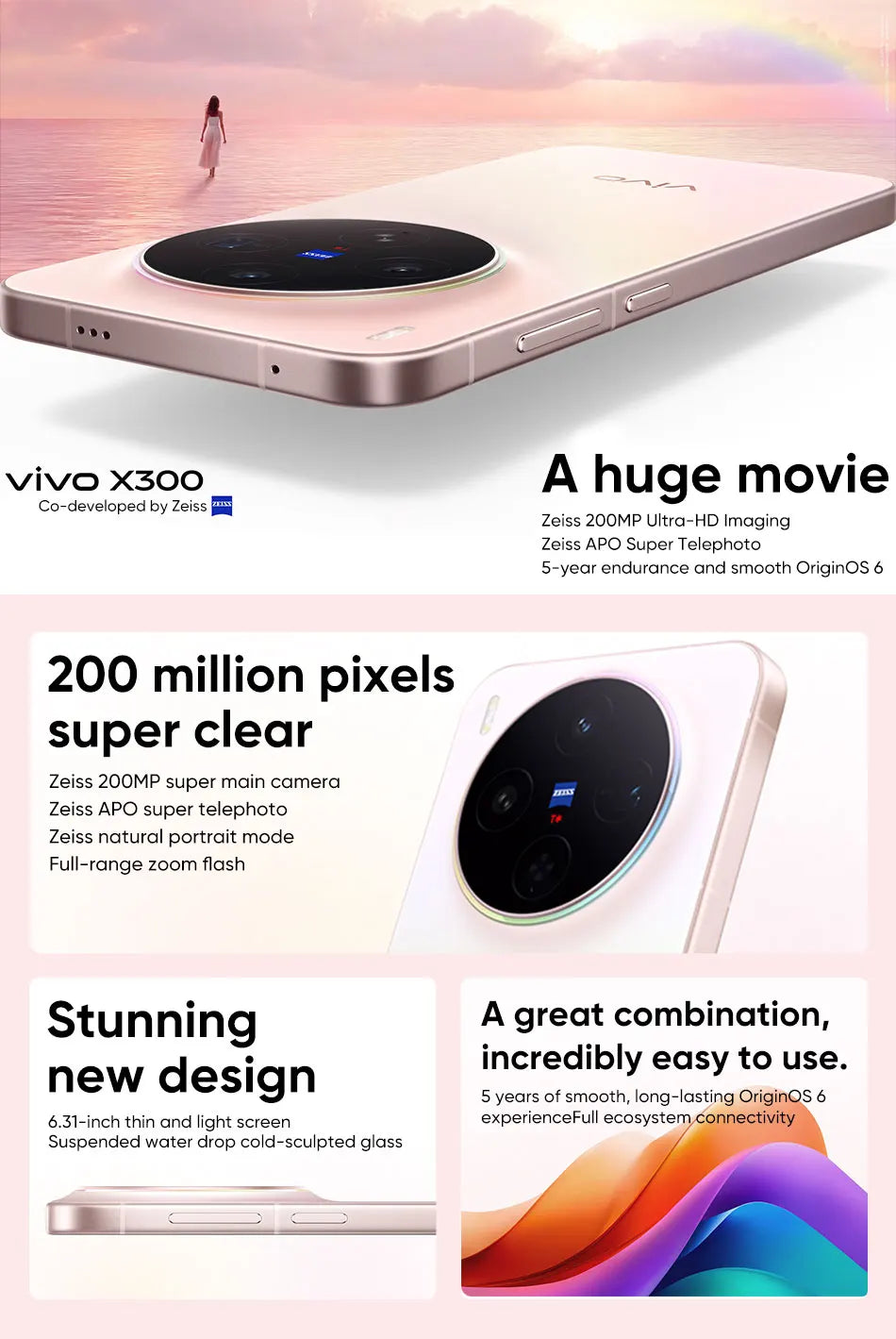 VIVO X300 Chinese Version 5G Smartphone Dimensity 9500 6.31'' 120Hz Screen 200MP Camera 6040mAh Battery 90W Charge Support NFC