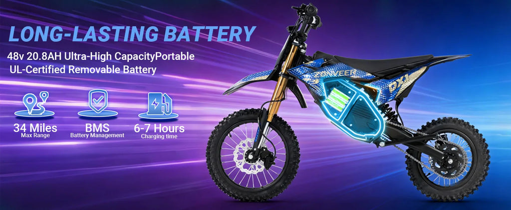 Zonveer DX1 3000W Peak Electric Dirt Bike for Adults, 998.4WH Battery, 40MPH Off-Road Electric Motorcycle, Hydraulic Brakes