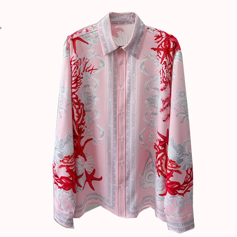 Luxury Royal Shirt Men Autumn Clothes Casual Long Sleeve Digital Printing Manga Longa Prom Party Shirts Roupas De Luxo Masculina