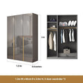 Light Luxury Minimalist Eco-friendly Glossy Wooden Wardrobe Five or Six Door Large Rental Cabinet for Home Bedroom