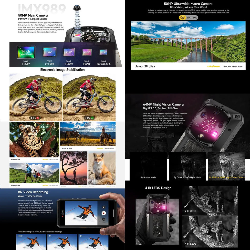Ulefone Armor 28 Ultra Rugged Smartphone 5G 16GB+1TB 6.67'' FHD+ AMOLED 10600mAh 120W 64MP Night Vision Camera Android 14 NFC
