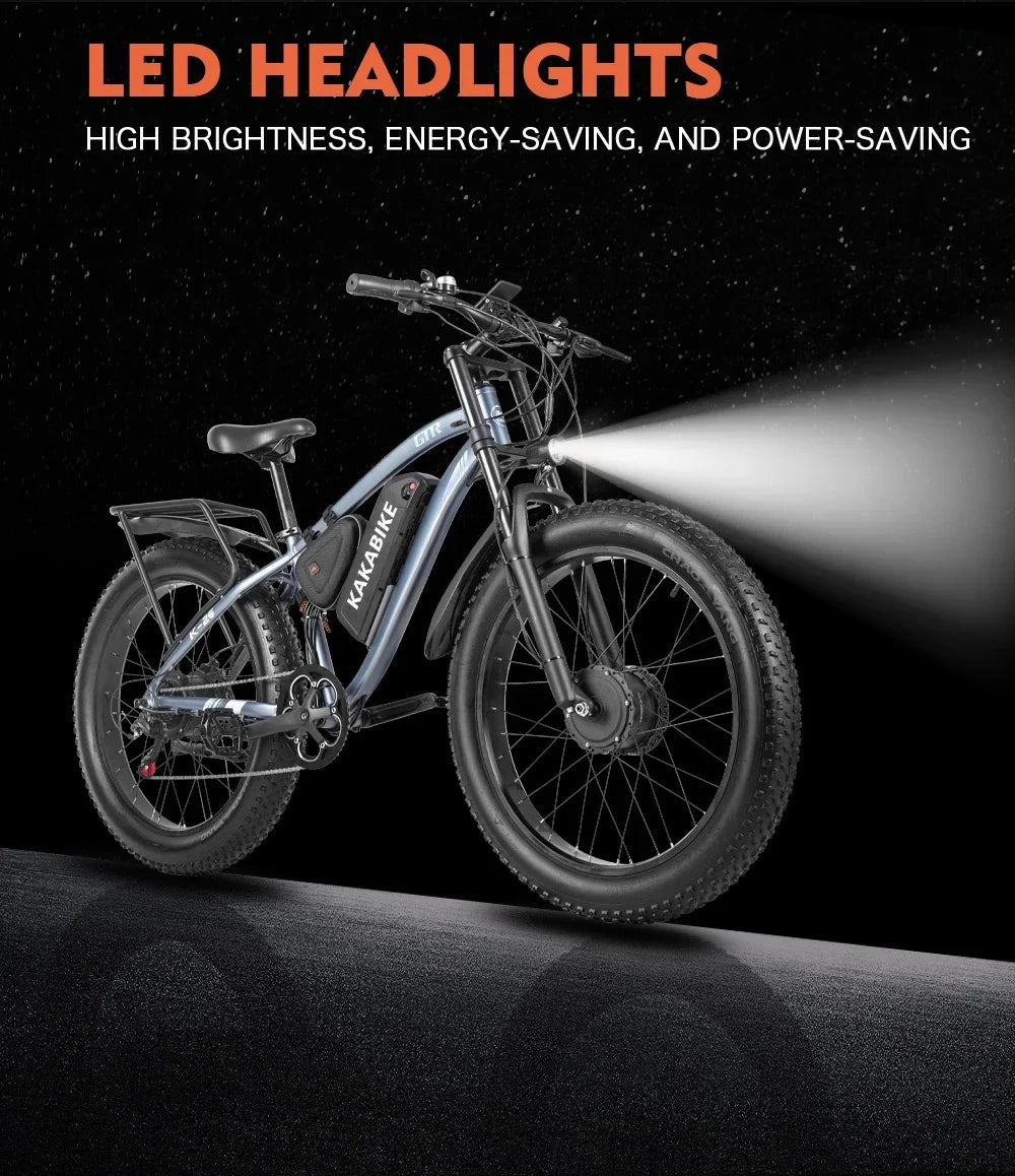 2000W Dual motor Electric Bike 21AH Lithium battery 26*4.0 fat tire urban commuter Electric bicycle 50KM/H Adult Mountain E-Bike