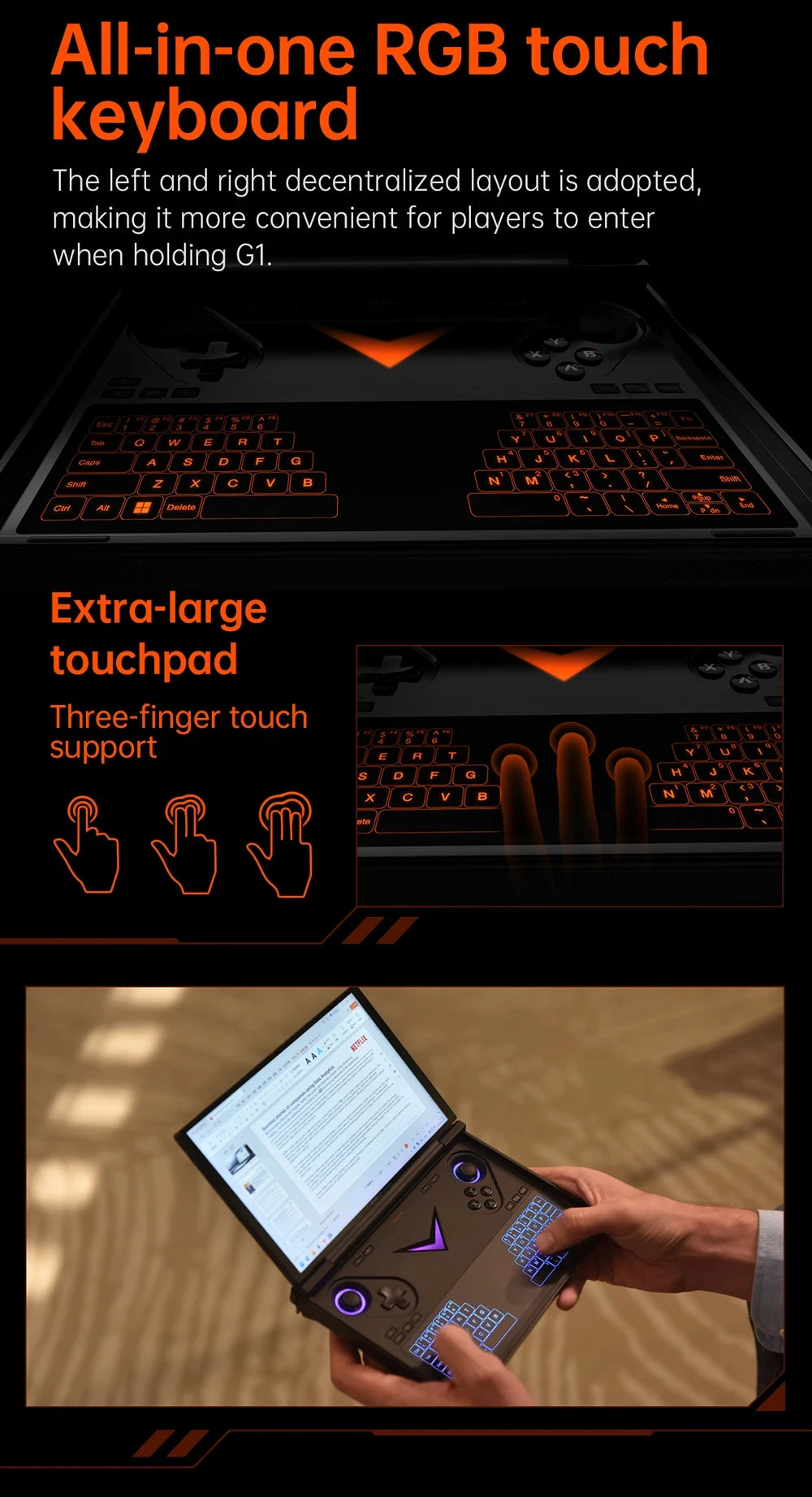 OneXPlayer G1 8.8" AMD Ryzen AI 9 HX 370 Handheld Gaming Console 2-in-1 Laptop Portable UMPC with Magnetic Keyboard
