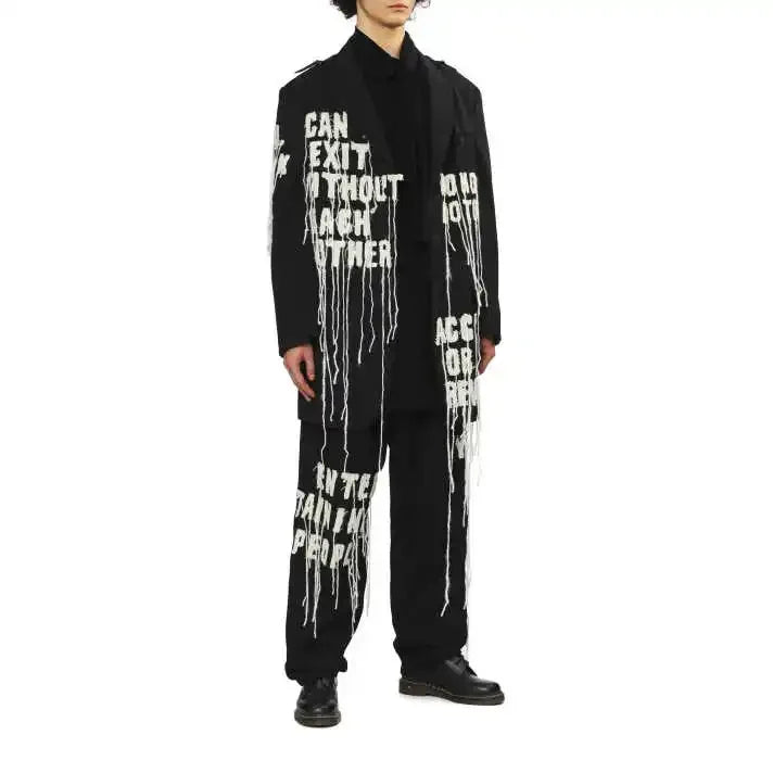 YOJI OOAK Japanese original patchwork letter tassel design sense suit jacket embroidered suit jacket for men