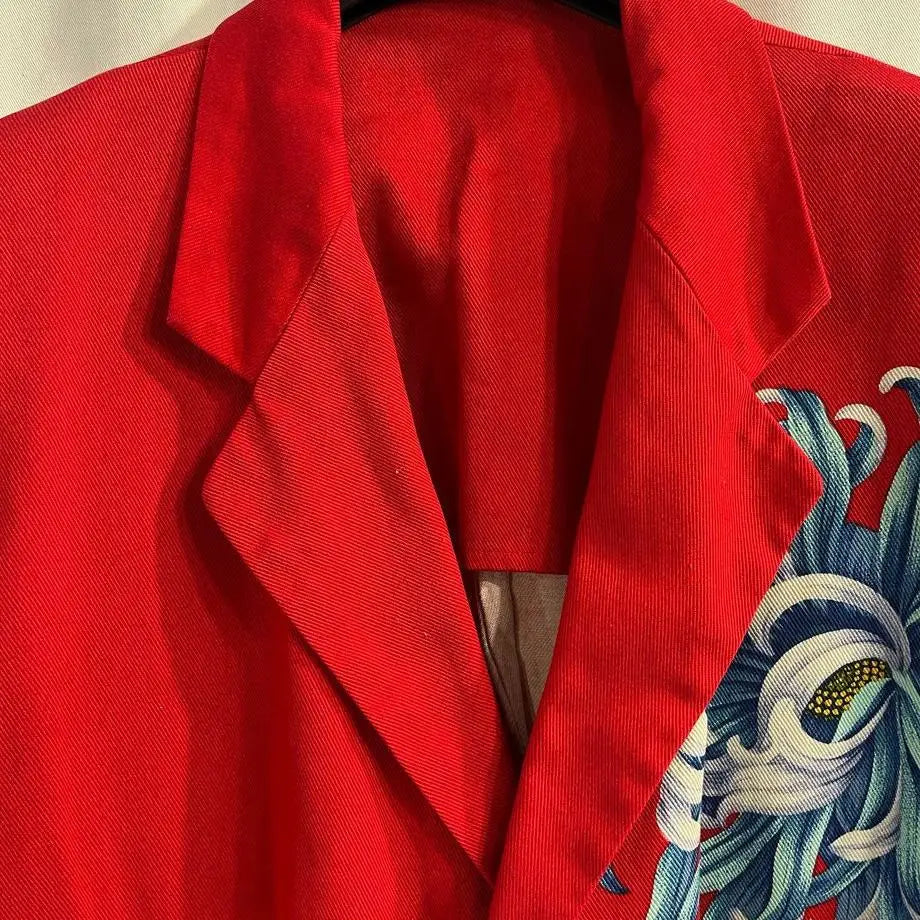 TOP-YAMAMOTO ® Chinese-style Embroidered Red Suit Collar Design Men's Coat with High-Class Feel