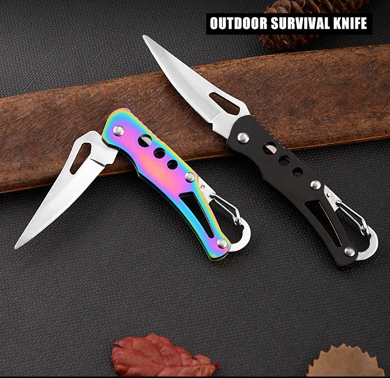 Portable Stainless Steel Shape Knife Camping Self Defense Outdoor Survival Supplies Tools Foldable Pocket Knife Mini Key Knife