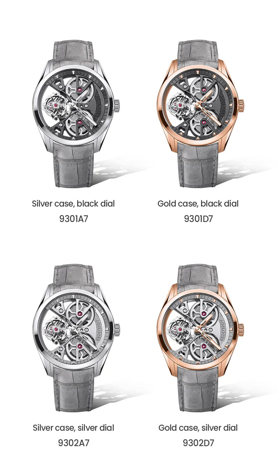 AGELOCER Free-sprung Balance Manta Tourbillon Watch Gold Watch Men's Luxury Skeleton Manual Mechanical Watch Gifts for Men