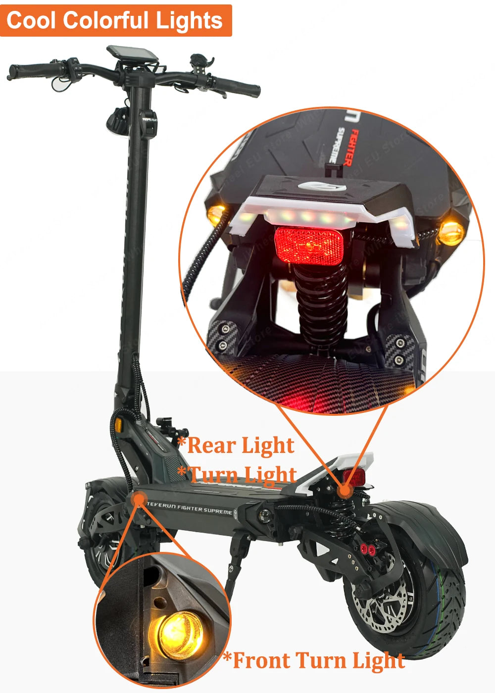 Original Teverun Fighter Supreme Ultra 72V 60Ah Battery New 4inch TFT Display Top Speed 105km/h Teverun Electric Scooter