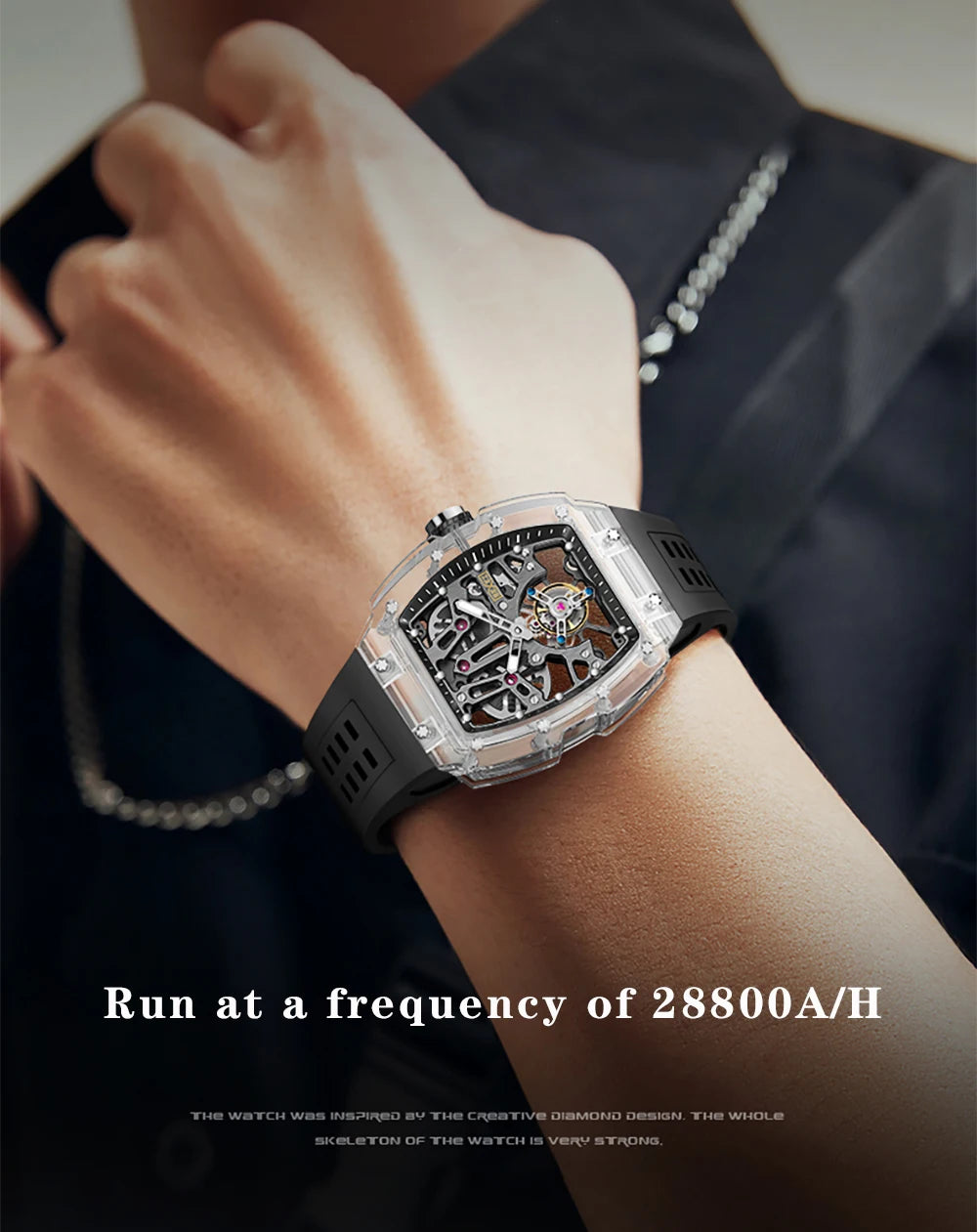 BEXEI K9 Sapphire Crystal Flying Tourbillon Man Watch Manual Skeleton Movement Men's Luxury Watch Vintage
