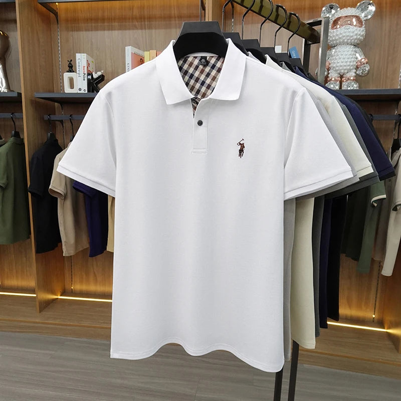 Designer luxury brand short sleeve polo shirt men summer trend striped hot selling Paul embroidery business casual golf T-shirt