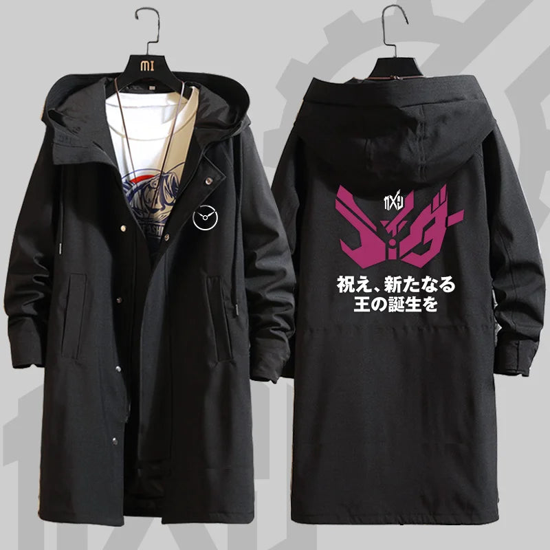 Anime Kamen Rider Printed Zipper Trench Long Coat Jacket Hooded Hoodies Cosplay Men Women Customized Cloaks