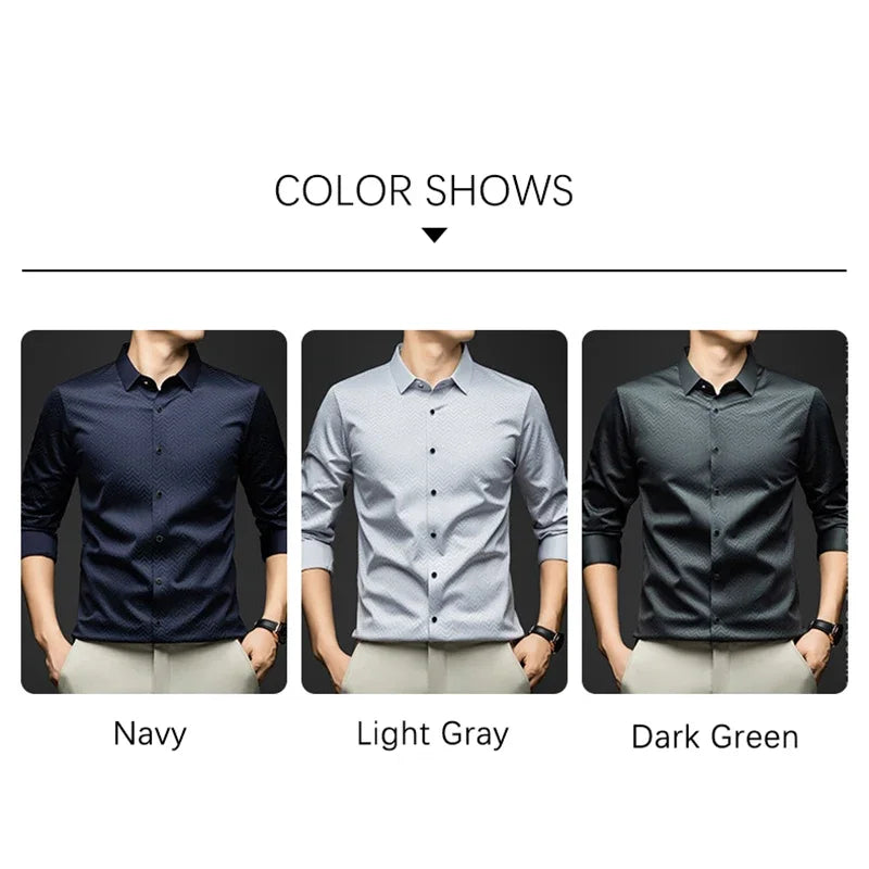 BROWON Men Shirt Long Sleeve Autumn 2025 New Solid Color Casual Luxury Shirt  Man Business Office Slim Shirts for Men Clothes