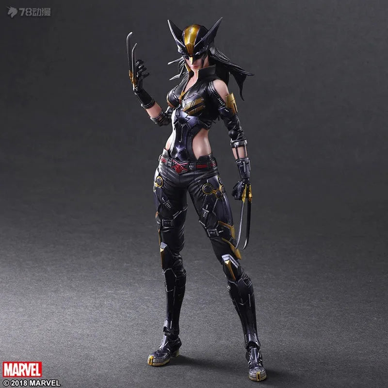 SQEX Original PlayArts Changes Series Marvel Comics Female Wolverine Anime Action Figure Model Toy Model Ornaments Gifts for Boy