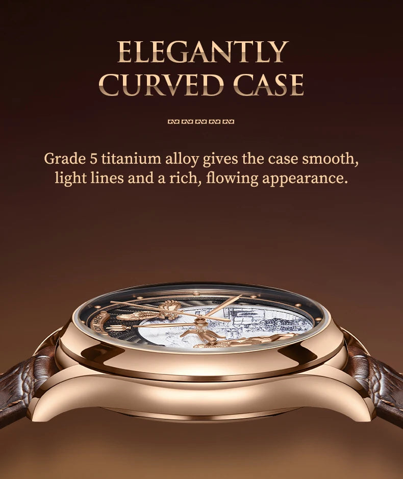 Lucky Harvey 3D Hero Genghis Khan Chiming Watches Guilloché Relief Dial Motion Movement Limited Automatic Mechanical Wristwatch