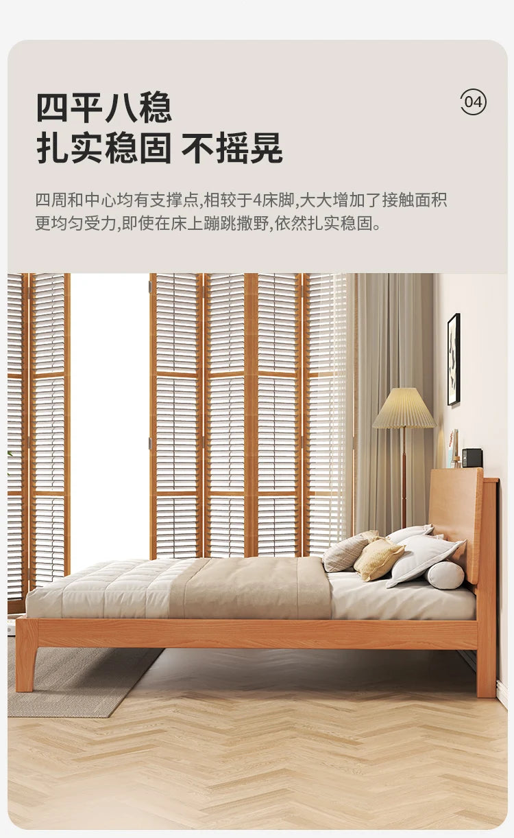 Elegant Storage Double Bed Frame Wood Platform Modern Twin Queen Bed Frame Full Size Nightstands Cama Moderno Lujo Furniture