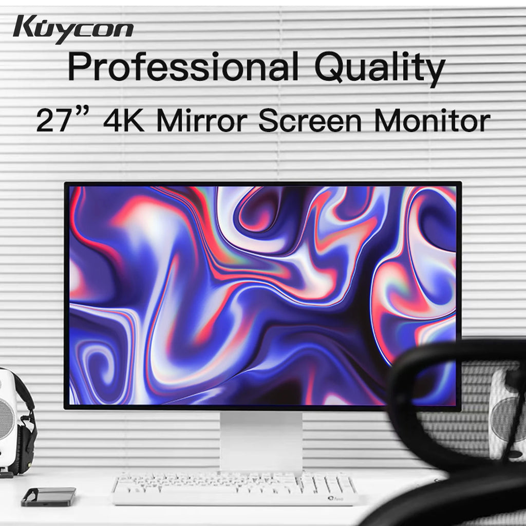 Kuycon P27G Desktop Monitor 27-inch Aluminum Alloy HDMI Adaptive 4K Computer Display With 99%sRGB VESA Adaptable LED LCD Screen