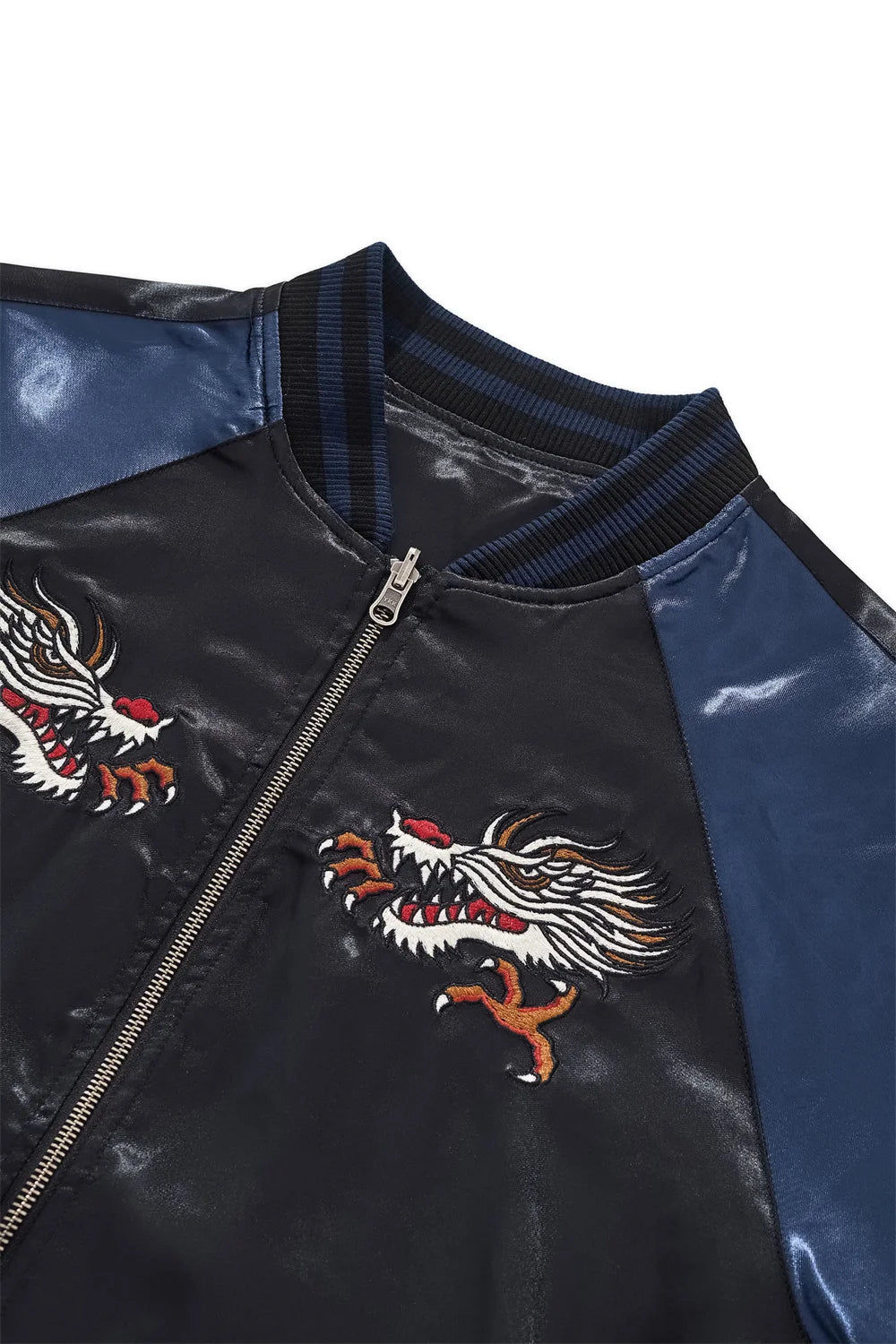 Tokyo Dragon Embroidered Zipper Blue Jacket Streetwear Hip Hop Men's Harajuku Japanese Baseball Coat Clothing