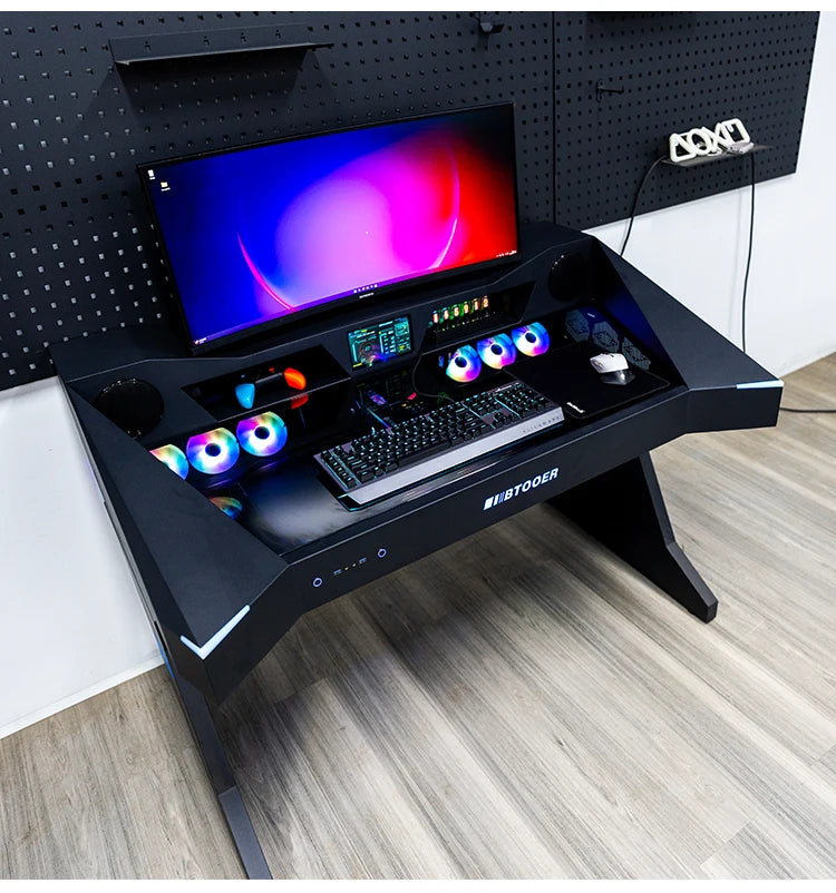 Computer chassis integrated table fully transparent water-cooled large chassis special-shaped computer table e-sports table