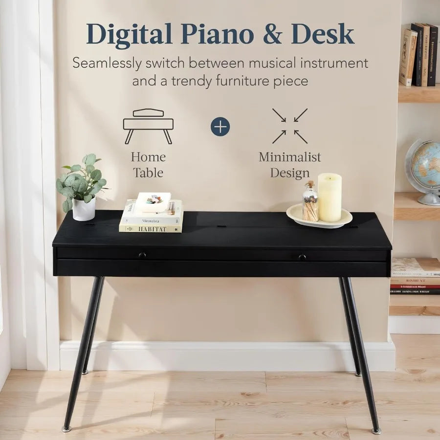 Modern 88Key Weighted Full Size Digital Piano with Metal Legs 3 Sustain Pedals MIDI Connectivity Headphone Jack Ideal for Home