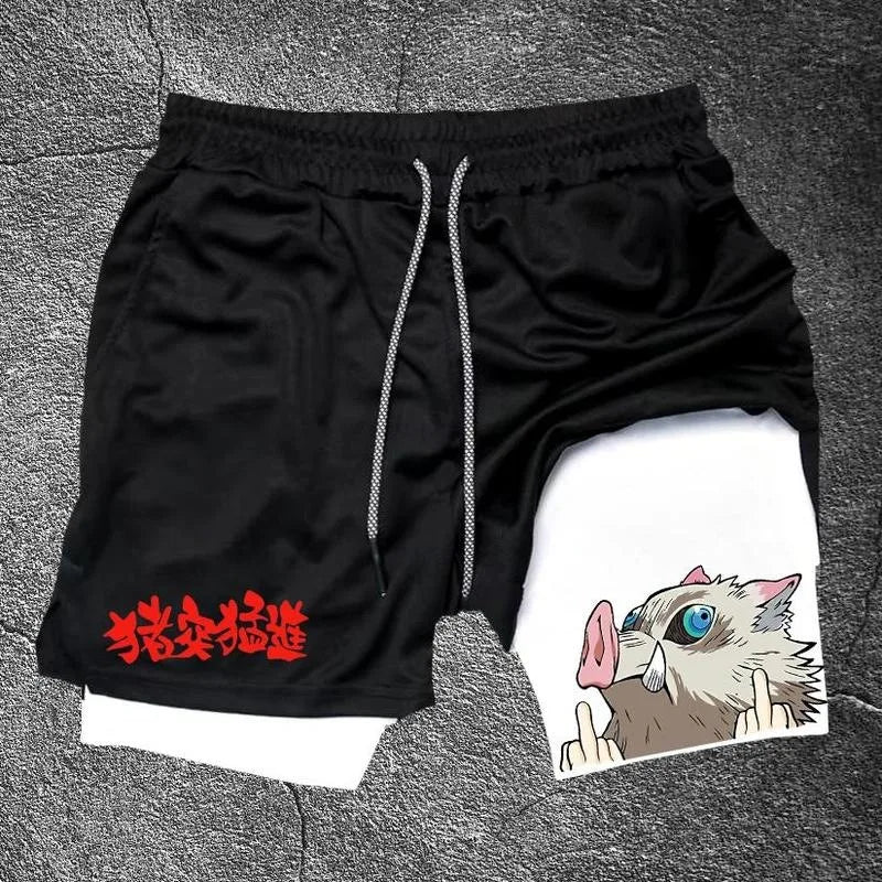 Demon Slayer Print Shorts Men's Fashion Cross-Border Ghost Slayer Patterned Summer Quick-Dry Breathable Shorts