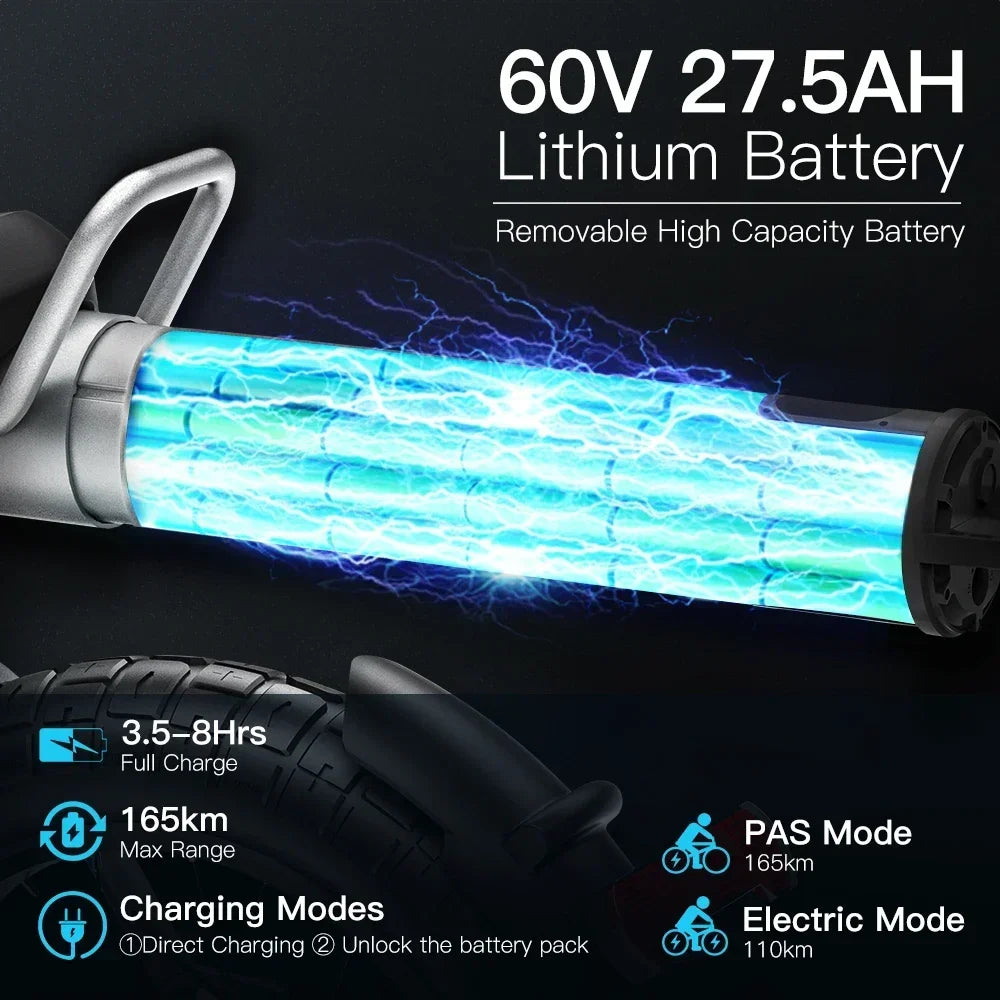 Coswheel CT20S Electric Bicycle 2000W motor 60V 27.5AH battery 90km/h E-bike 20 inch tire mountain off-road adult Electric bike