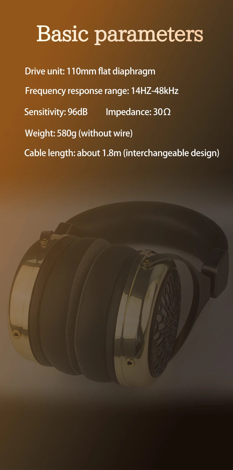 QIGOM Demon Saint 110MM Orthodynamic Planar HIFI Wired Headset Headphone with 3.5mm/4.4mm Replaceable OFC Liz Structural Cable