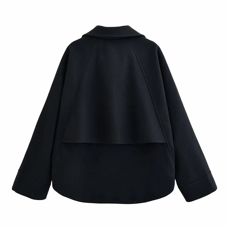Women Woolen Jacket 2025 Autumn Winter Lapel Long Sleeve Women's Coat Zipper Loose Female Casual Outerwear Retro Lady Tops ﻿