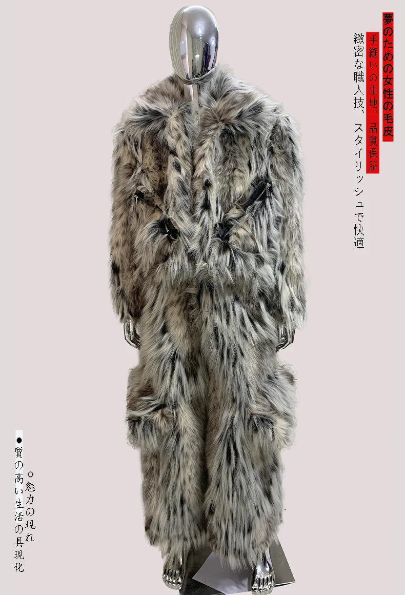 Mauroicardi Winter Long Colorful Multicolored Thick Warm Hairy Fluffy Faux Fur Wide Leg Pants Men Runway Fashion Streetwear 2025
