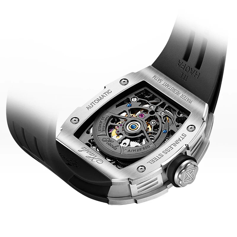 Haofa Automatic Tourbillon Movement Man Watch Flying Tourbillon Mechanical Stainless Steel Men's Luxury Watch Skeleton 1908