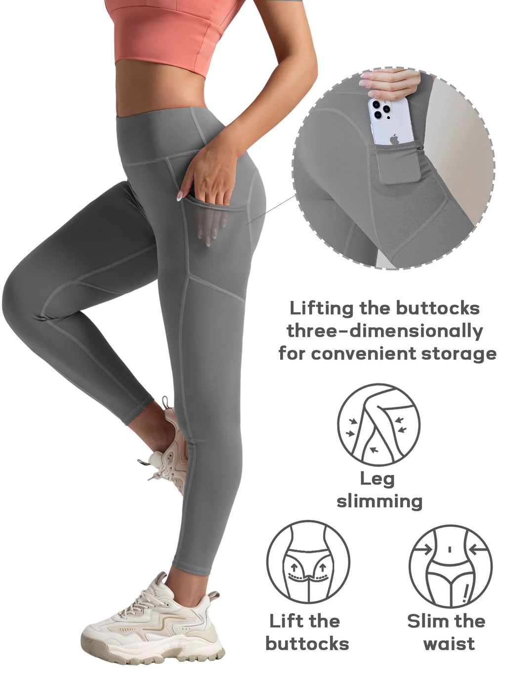 2 Pack Women's High Waisted Sexy Butt Lifting Seamless Solid Color Yoga Leggings Elastic And Breathable Fitness Sports Pants