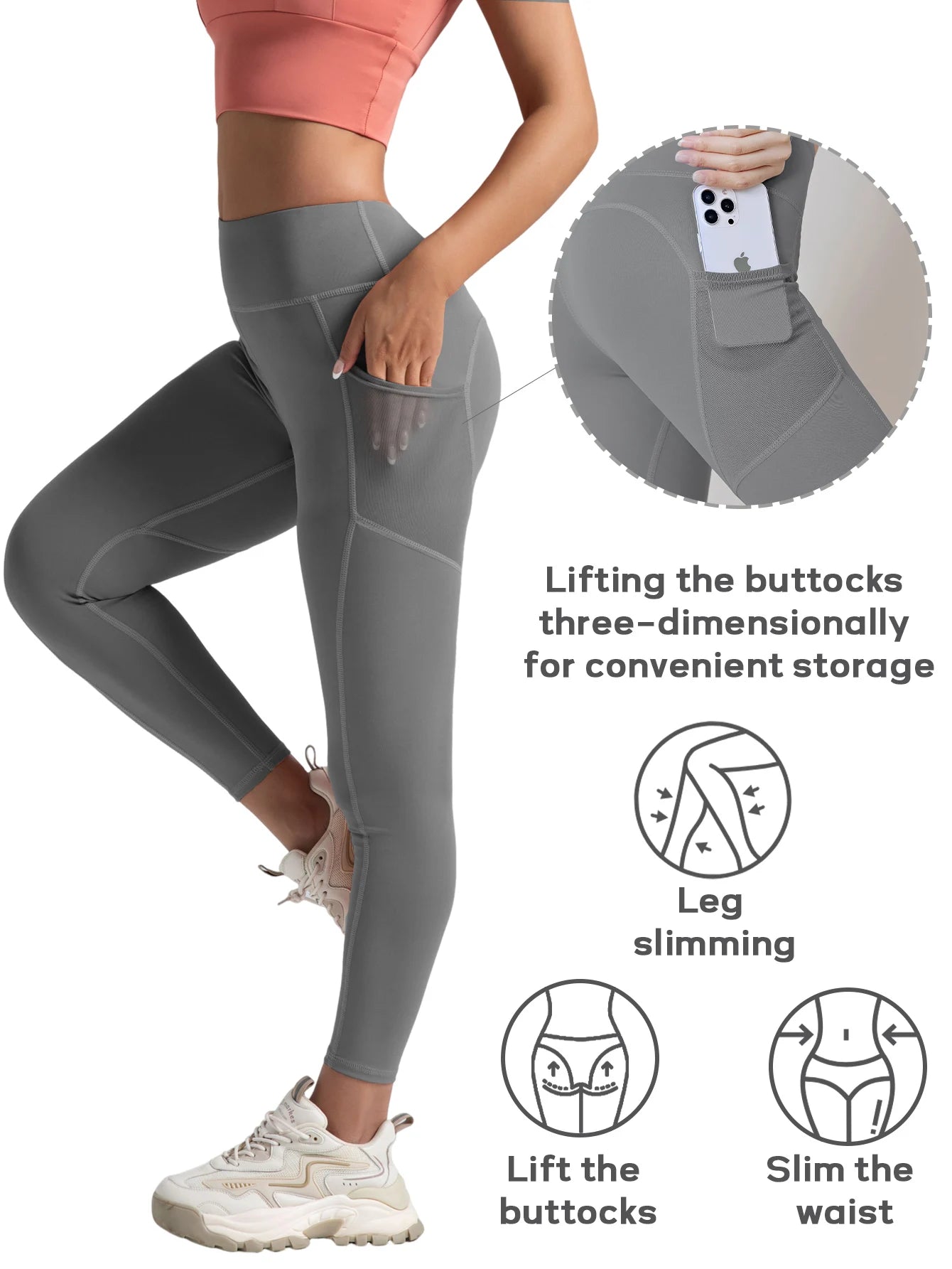 2 Pack Women's High Waisted Sexy Butt Lifting Seamless Solid Color Yoga Leggings Elastic And Breathable Fitness Sports Pants