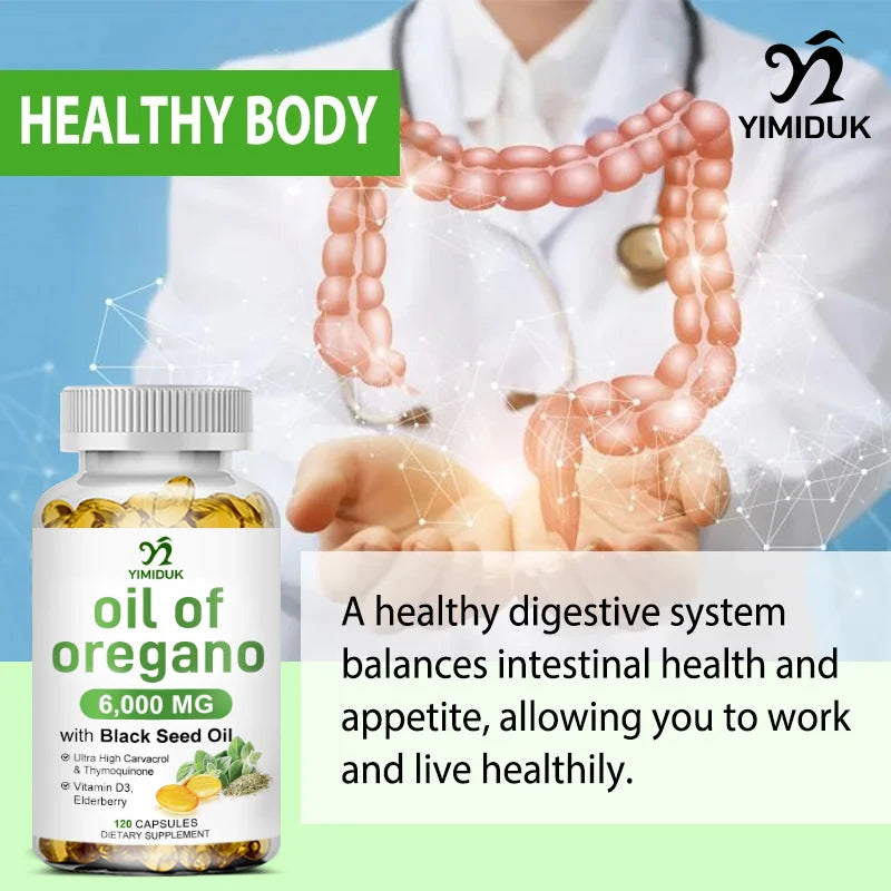 Yimiduk Oregano Oil Extract Softgels - Powerful Herbal Supplement for Immune, Respiratory & Digestive System Support