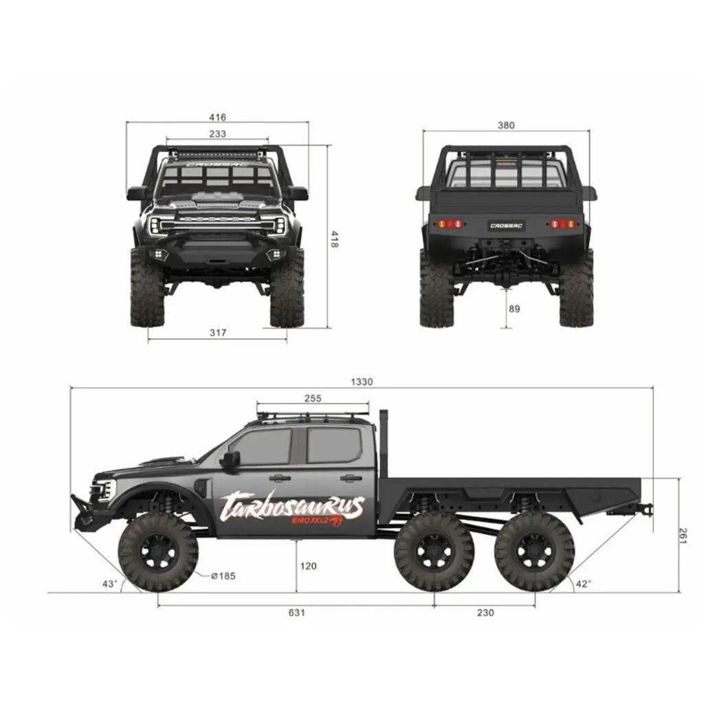 CROSSRC 1/5 Scale EMO XX2 XXL2 Tarbosaurus Remote Control Electric Off Road Climbing Pickup Truck All Terrain RC Hobby Vehicle