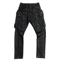 Dark Multi Pockets Function Cargo Pants Slim Fit Elastic Casual Joggers Trousers Men