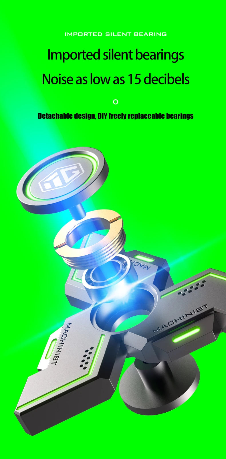 New Technology Smart Black Technology Fidget Spinner Metal Alloy Gyro Luminous Hand Stress Relief Toy Boy Adults Birtday Gifts