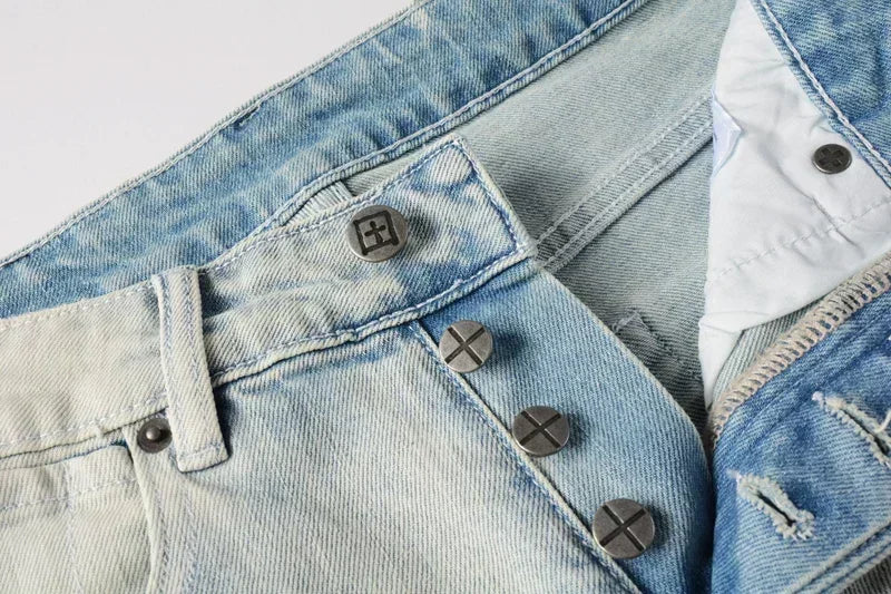 2025 KSUBI Men Personality Multi-style Low Rise Elastic Skinny Denim Pants American Style Ripped Trousers Jeans