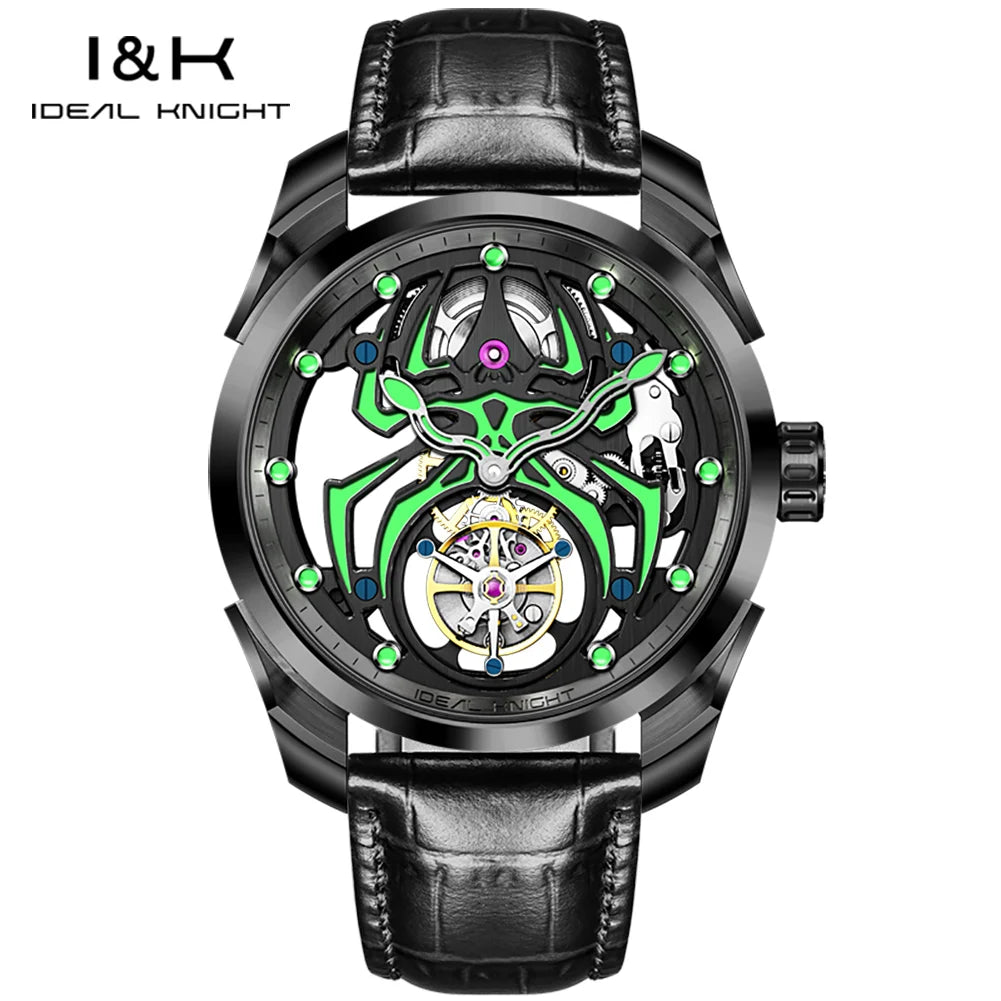 IDEAL KNIGHT 6802 Tourbillon Hollow Men Automatic Mechanical Watch Limited Edition Spider Dial HD Night Light Men Original Watch