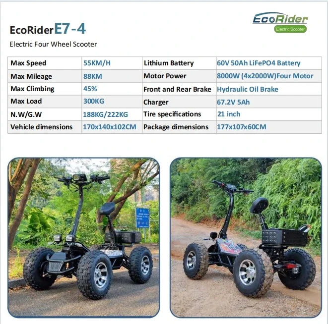 Club Product All Terrain 60v 60ah 10000 Watt 4x4 Off Road Scooter Electric Atv Prices Ride on Golf Scooter