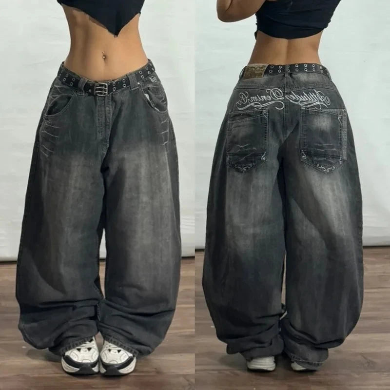 2025 American Fashion Trend Super Character Printed Baggy Jeans Men Y2K Street Harajuku Retro Popular High Waist Wide Leg Pants
