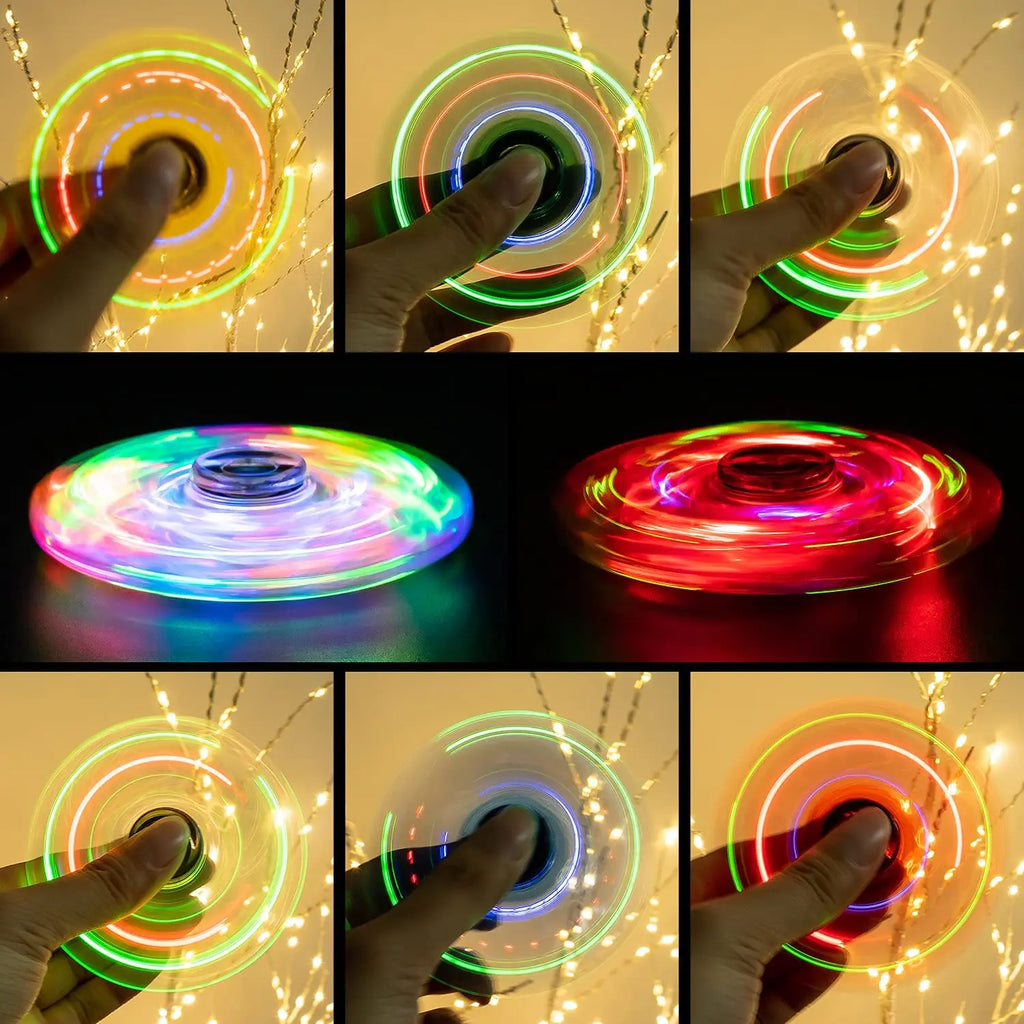 Glow in Dark LED Light Fidget Spinner Finger Toy Hand Spinner Stress Reduction and Anxiety Relief for Children