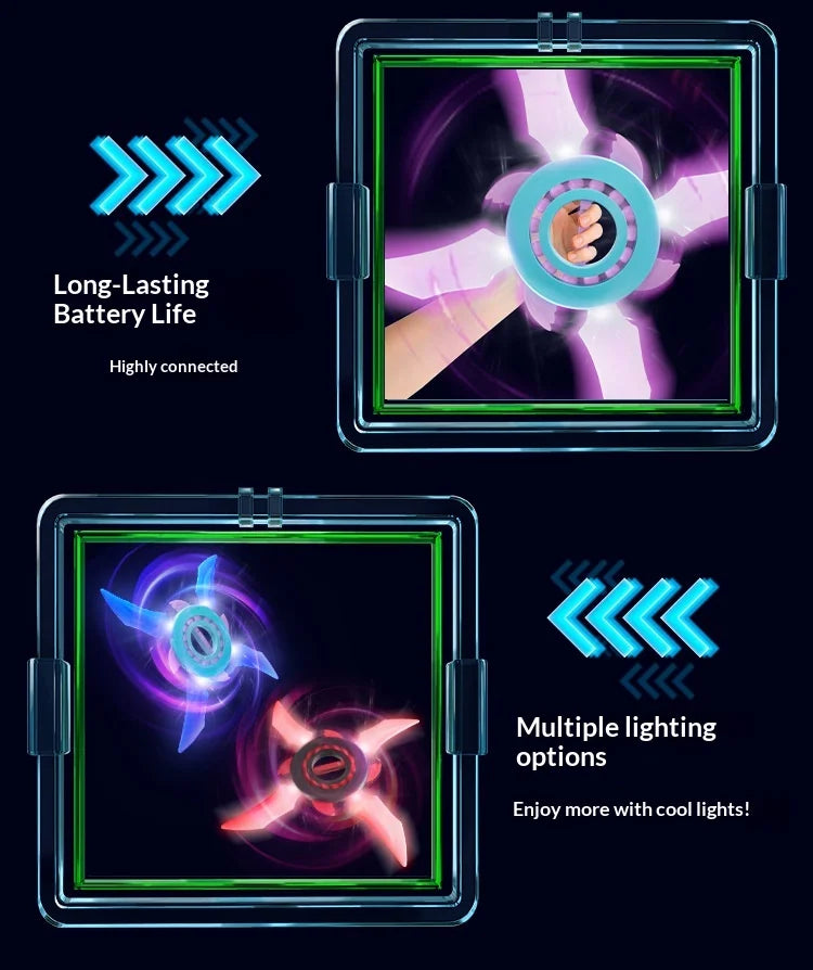 Light Up Ninja Star Fidget Spinner Colorful Led Lights Switchable Long Lasting Easy To Play Rotating Toy Boys Kids Birthday Gift