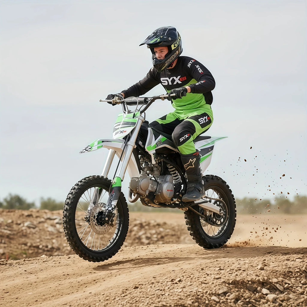 SYX MOTO 125cc Dirt Bike Teens 12+ Yrs 4-stroke Gas-powered Dirt Bike Off-road Motorcycle Kick Start 4-speed Manual Transmiss
