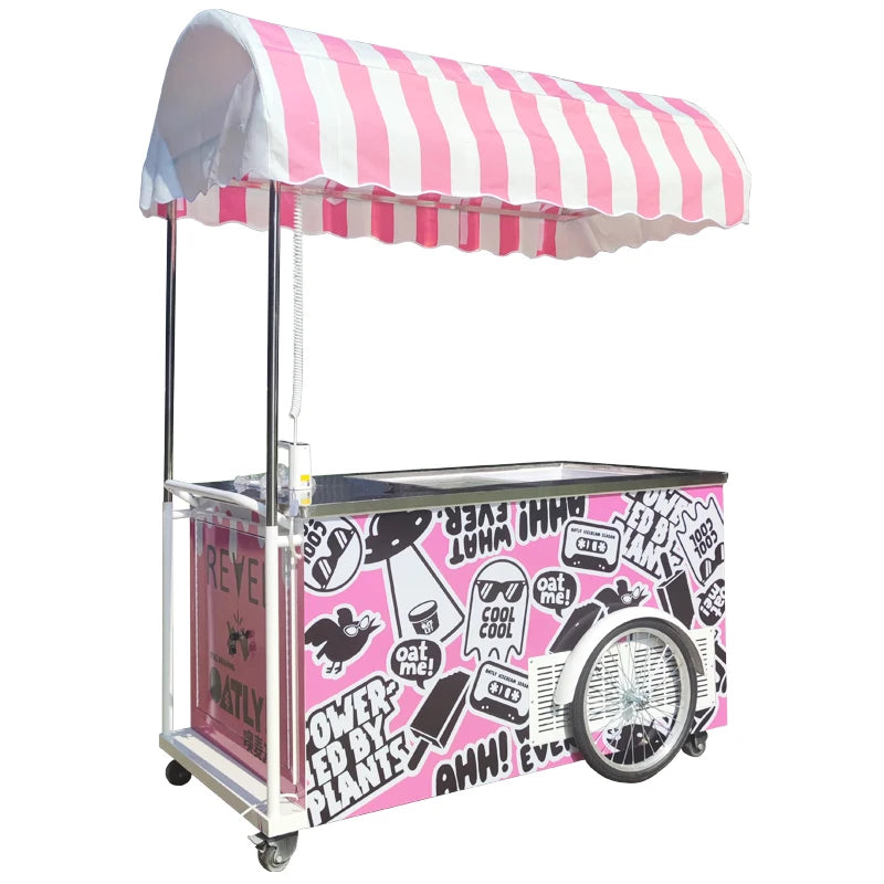 Italian Gelato Cart Electric Tricycle With Freezer Display Mobile Ice Cream Bike Customized Vending Commercial Street Food Kiosk