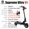 TEVERUN For Supreme Ultra V4 4000W 2000W*2 Dual Motor 72V 60Ah Battery 11inch Tire 4inch Display PKE Four-Piston Brake System