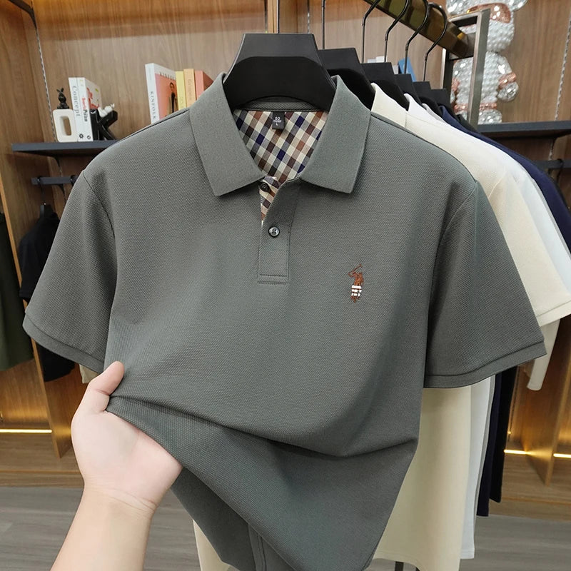 Designer luxury brand short sleeve polo shirt men summer trend striped hot selling Paul embroidery business casual golf T-shirt
