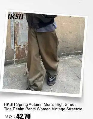 HKSH Men New RO High Street Double Line Zipper Cotton Jeans Casual Long Denim Flare Pants Personalized Streetwear Fashion HK3908