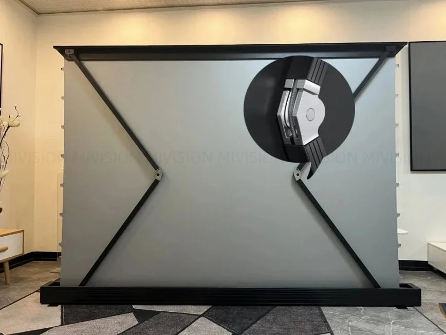 Motorized Fresnel ALR Floor Rising Projector Screen for Standard/Long Throw Projector, 8K Floor Stand Screen for Home Theater